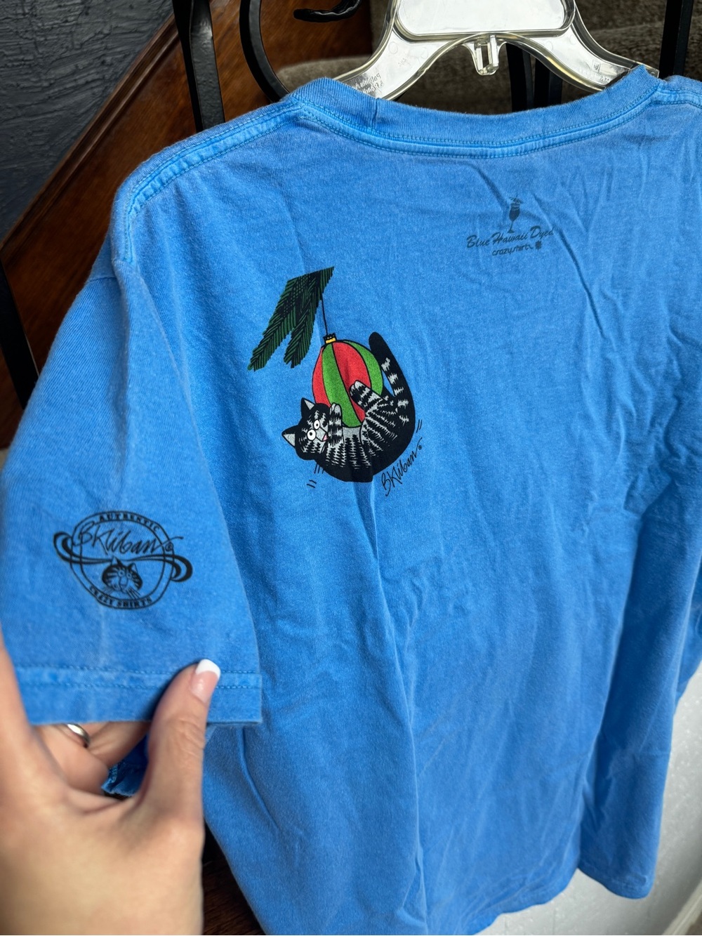 NEW NWT XXL Blue 'Meowie Christmas' B. Kliban Hawaii Crazy Shirts Tee - Picture 8 of 10